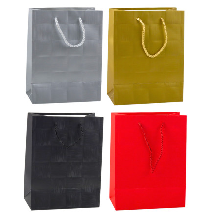 Torba prezentowa kwadraty strukturalne elegancka  23 x 18 x 10 cm