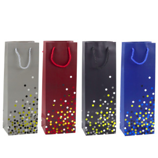 Torba prezentowa na butelkę wino w kropki 36 x 12 x 9cm