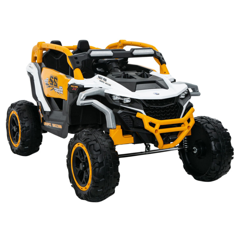 Pojazd na akumulator m3 żółto-biały 4x4