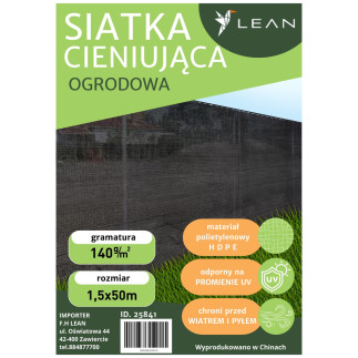 Siatka cieniująca na ogrodzenie płot maskująca szara 1.5m 50m 140g/m²