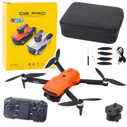 Dron d6 pro podwójna kamera hd światła led pomarańczowy