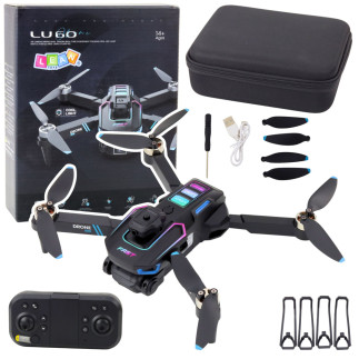 Dron lu60 podwójna kamera hd światła led aplikacja czarny