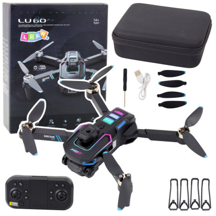 Dron lu60 podwójna kamera hd światła led aplikacja czarny