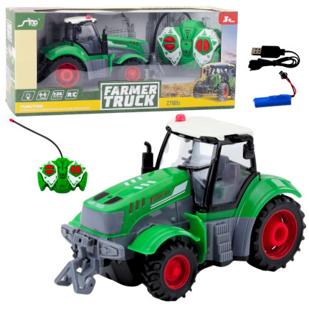 Ciągnik traktor rolniczy zdalnie sterowany rc zielony 1:24