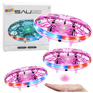 Dron ufo sterowany ręką rc światła led różowy