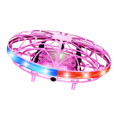 Dron ufo sterowany ręką rc światła led różowy