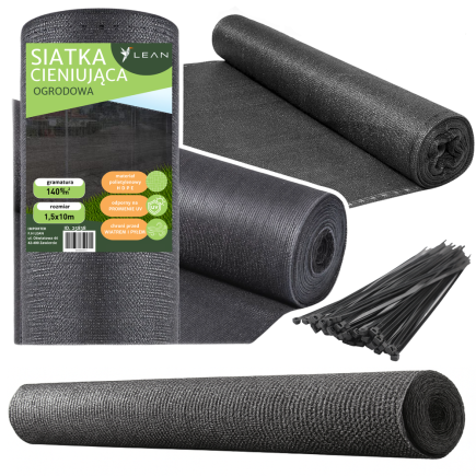 Siatka cieniująca na ogrodzenie płot maskująca szara 1.5m 10m 140g/m²