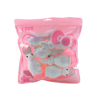 Styropianowe zajączki wielkanocne brokatowe ozdobne białe 6szt