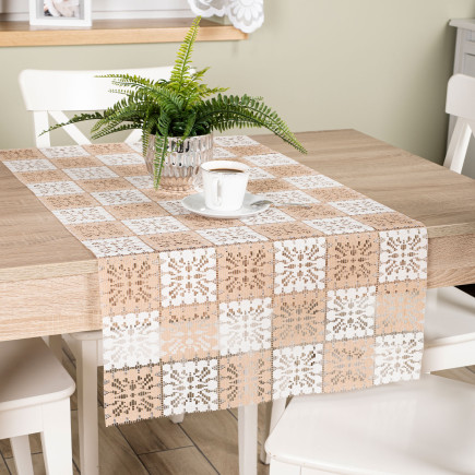 Bieżnik żakardowy gotowy, szerokość 60cm x wysokość 120cm, kolor 001 naturalny