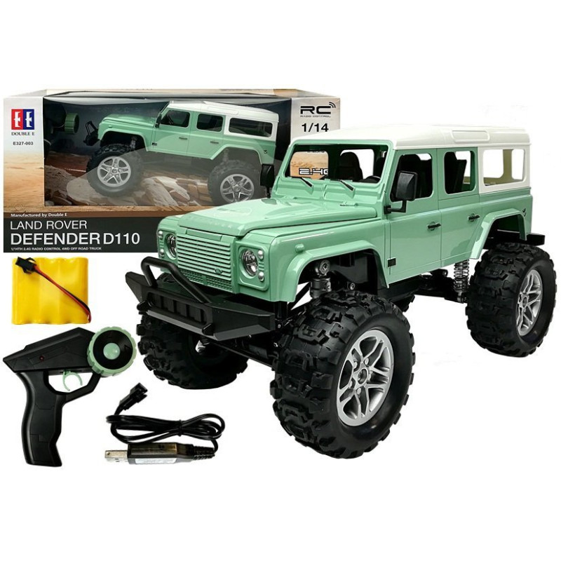Auto zdalnie sterowane land rover defender d110 r/c zielony 7.5 km/h 1:14 2.4g