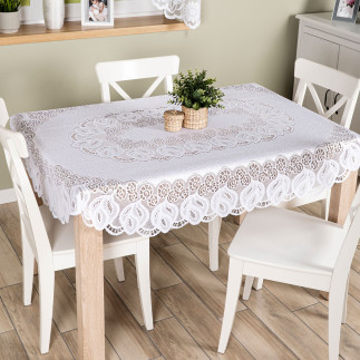 Obrus żakardowy gotowy, szerokość 250cm x wysokość 150cm, kolor 001 biały
