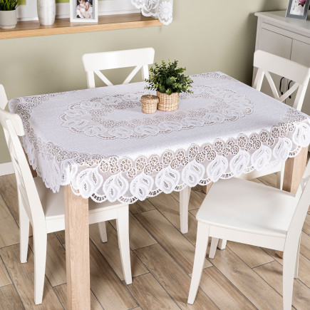 Obrus żakardowy gotowy, szerokość 250cm x wysokość 150cm, kolor 001 biały