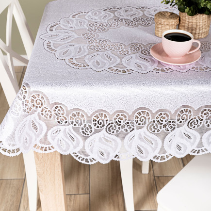 Obrus żakardowy gotowy, szerokość 250cm x wysokość 150cm, kolor 001 biały