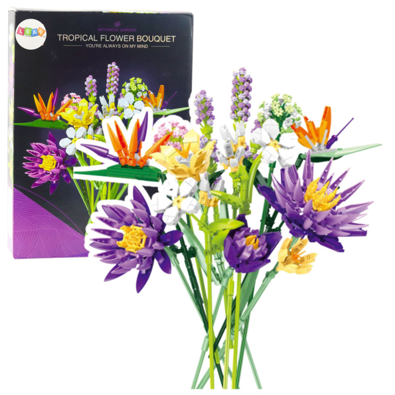 Klocki konstrukcyjne bukiet kwiaty tropikalne 890 el.