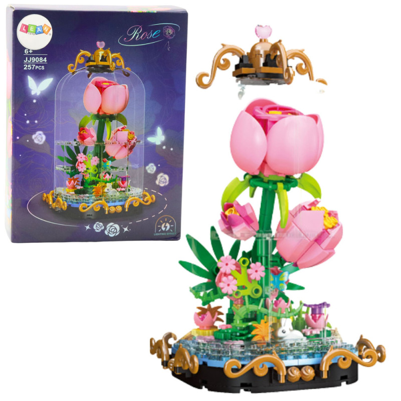 Klocki konstrukcyjne wieczna róża w kopule kompozycja 257 el.