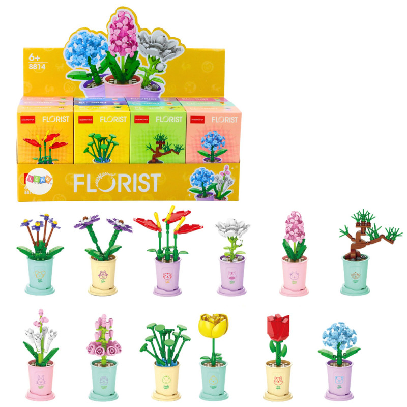 Klocki konstrukcyjne pojedynczy kwiat w doniczce 36-60 el. Klocki konstrukcyjne pojedynczy kwiat w doniczce 36-60 el.