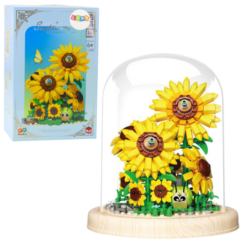 Klocki konstrukcyjne kwiaty słoneczniki w kopule 633 el.