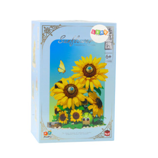 Klocki konstrukcyjne kwiaty słoneczniki w kopule 633 el.