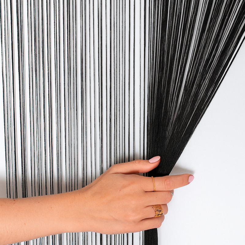 Fabio makaron żakardowy gotowy, szerokość 100cm x wysokość 250cm, kolor 160 czarny