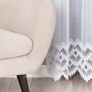 Felicja firanka żakardowa gotowa ze wzorem na samym dole na prosto, szerokość 200 x wysokość 250cm, kolor 001 biały