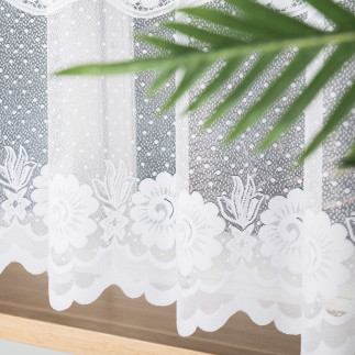 Oksana firanka żakardowa odpasowana na prosto, szerokość 300 x wysokość 160cm, kolor 001 biały