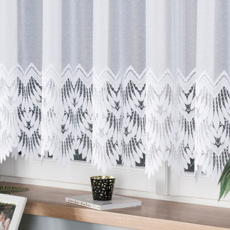 Firanka żakardowa ze wzorem na samym dole, wysokość 130cm, kolor 001 biały