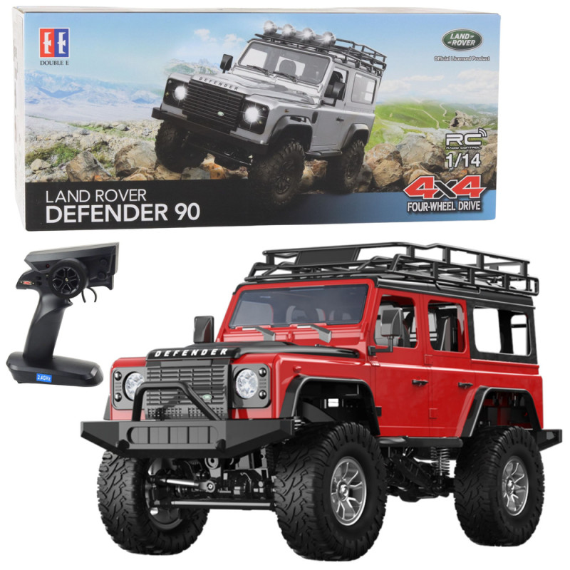 Auto terenowe zdalnie sterowane rc land rover defender 90 czerwony 1:14