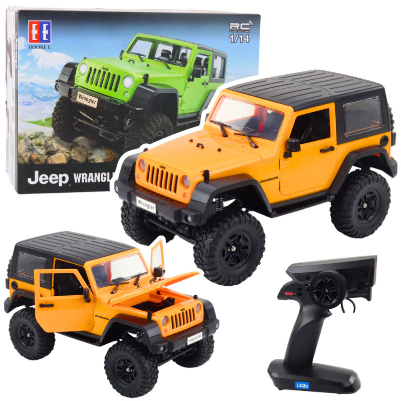 Auto terenowe zdalnie sterowane rc jeep wrangler rock crawler pomarańczowy 1:14