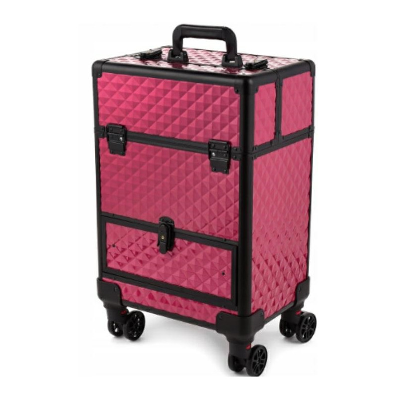 Ca19d kufer na kółkach 3w1 61x36x25       czarno-różowy