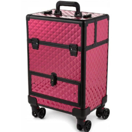 Ca19d kufer na kółkach 3w1 61x36x25       czarno-różowy