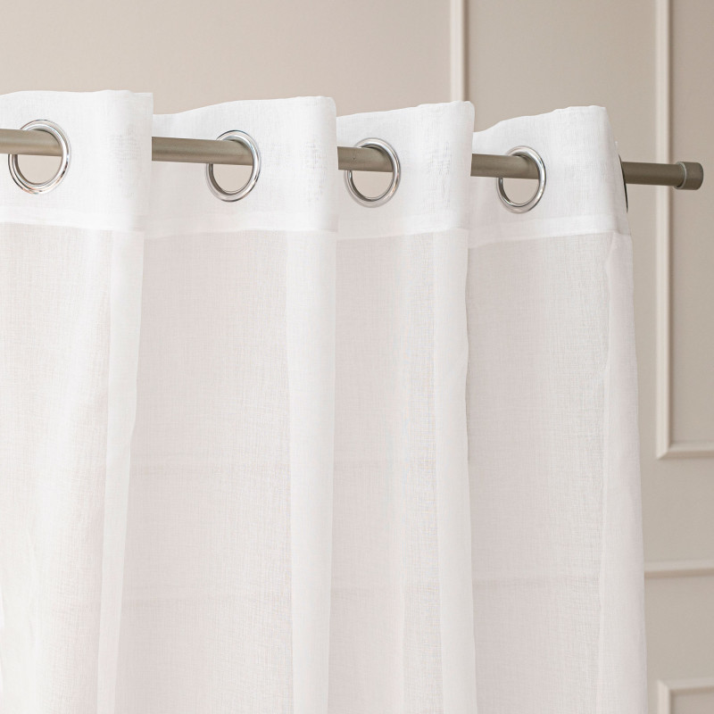 Perła firanka gotowa, haftowana w kwiaty 3d z perłą, na srebrnych przelotkach, na etaminie, szerokość 140 x wysokość 250cm, kolo