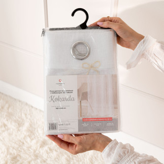 Perła firanka gotowa, haftowana w kwiaty 3d z perłą, na srebrnych przelotkach, na etaminie, szerokość 140 x wysokość 250cm, kolo