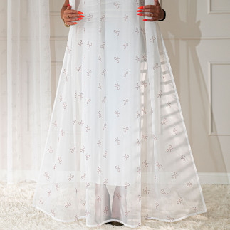 Ribbon firana gotowa na woalu w diamentowe kokardki, na taśmie, z ołowianką, szerokość 140 x wysokość 250cm, kolor 002 biały z c