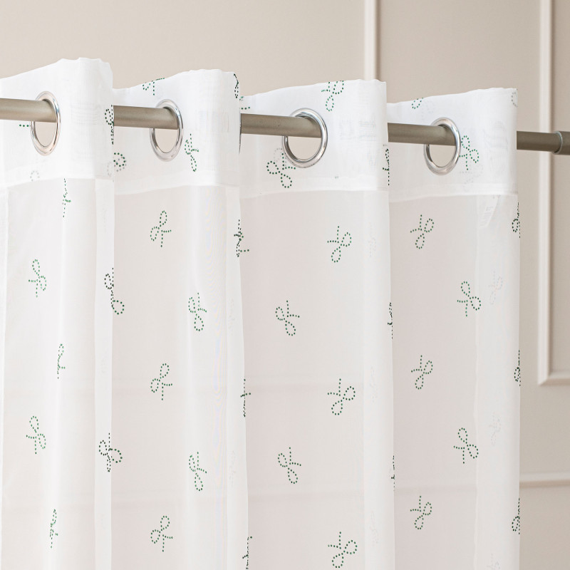 Ribbon firana gotowa na woalu w diamentowe kokardki, na srebrnych przelotkach, z ołowianką, szerokość 140 x wysokość 250cm, kolo