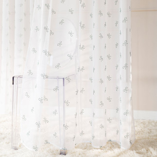 Ribbon firana gotowa na woalu w diamentowe kokardki, na srebrnych przelotkach, z ołowianką, szerokość 140 x wysokość 250cm, kolo