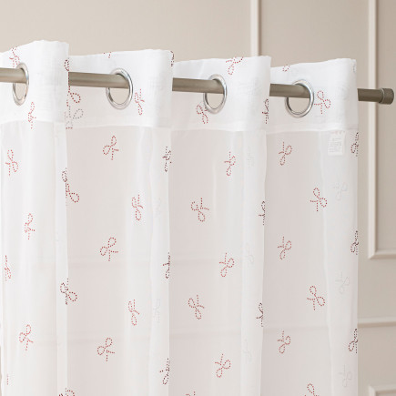 Ribbon firana gotowa na woalu w diamentowe kokardki, na srebrnych przelotkach, z ołowianką, szerokość 140 x wysokość 250cm, kolo