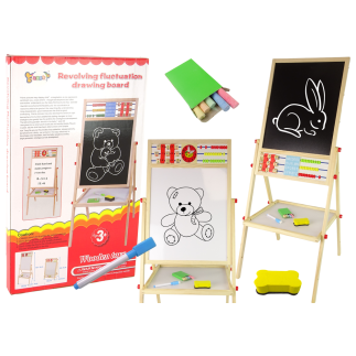 Drewniana tablica 2w1 magnetyczna kredowa + liczydło alfabet tabliczka mnożenia