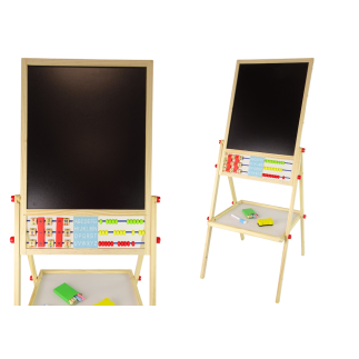 Drewniana tablica 2w1 magnetyczna kredowa + liczydło alfabet tabliczka mnożenia