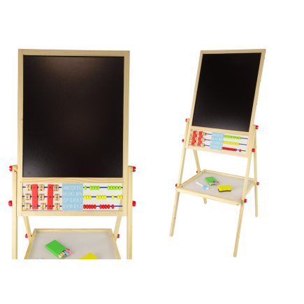 Drewniana tablica 2w1 magnetyczna kredowa + liczydło alfabet tabliczka mnożenia