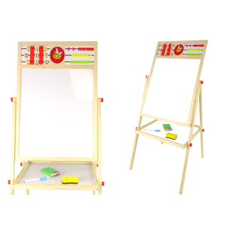 Drewniana tablica 2w1 magnetyczna kredowa + liczydło alfabet tabliczka mnożenia