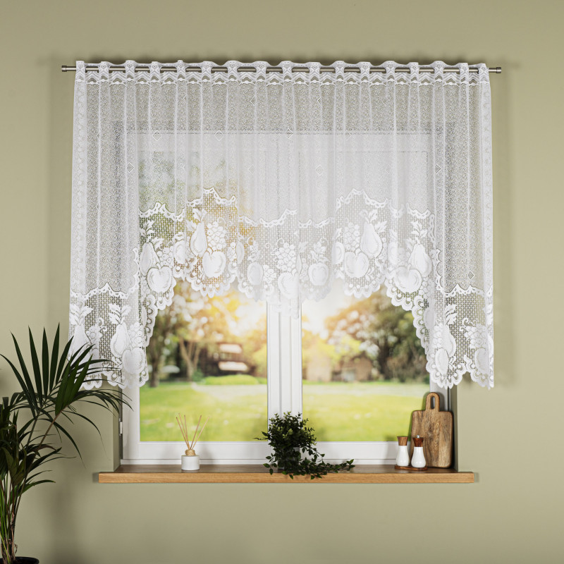 Pelagia firanka żakardowa gotowa, szerokość 300 x wysokość 135cm, kolor 001 biały