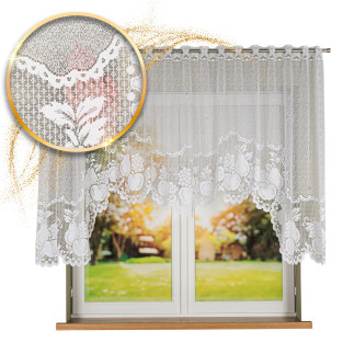 Pelagia firanka żakardowa gotowa, szerokość 300 x wysokość 135cm, kolor 001 biały