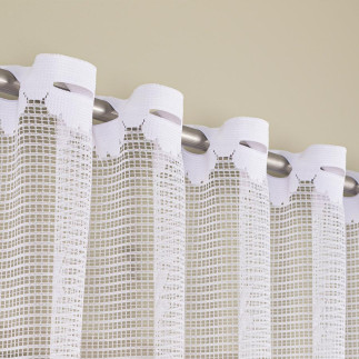 Firanka żakardowa ze wzorem pasowym, wysokość 140cm, kolor 001 biały