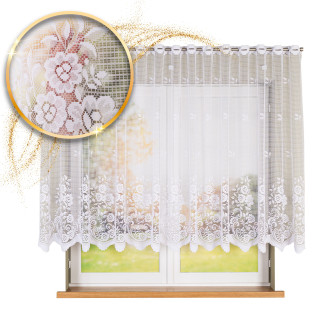 Firanka żakardowa ze wzorem pasowym, wysokość 140cm, kolor 001 biały