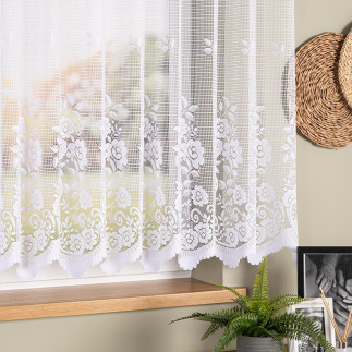 Firanka żakardowa ze wzorem pasowym, wysokość 160cm, kolor 001 biały