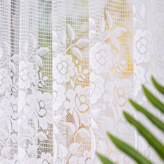 Firanka żakardowa ze wzorem pasowym, wysokość 120cm, kolor 001 biały