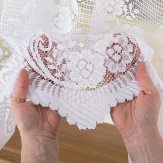 Firanka żakardowa ze wzorem pasowym, wysokość 120cm, kolor 001 biały