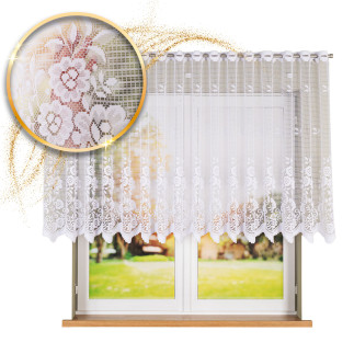 Firanka żakardowa ze wzorem pasowym, wysokość 120cm, kolor 001 biały