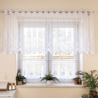 Zazdrostka żakardowa ze wzorem pasowym, wysokość 70cm, kolor 001 biały