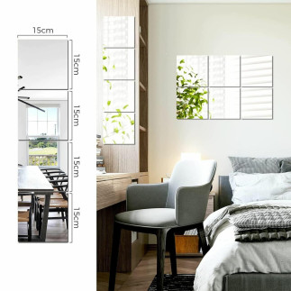 Da478 naklejki lustrzane kwadrat 15cm     16szt